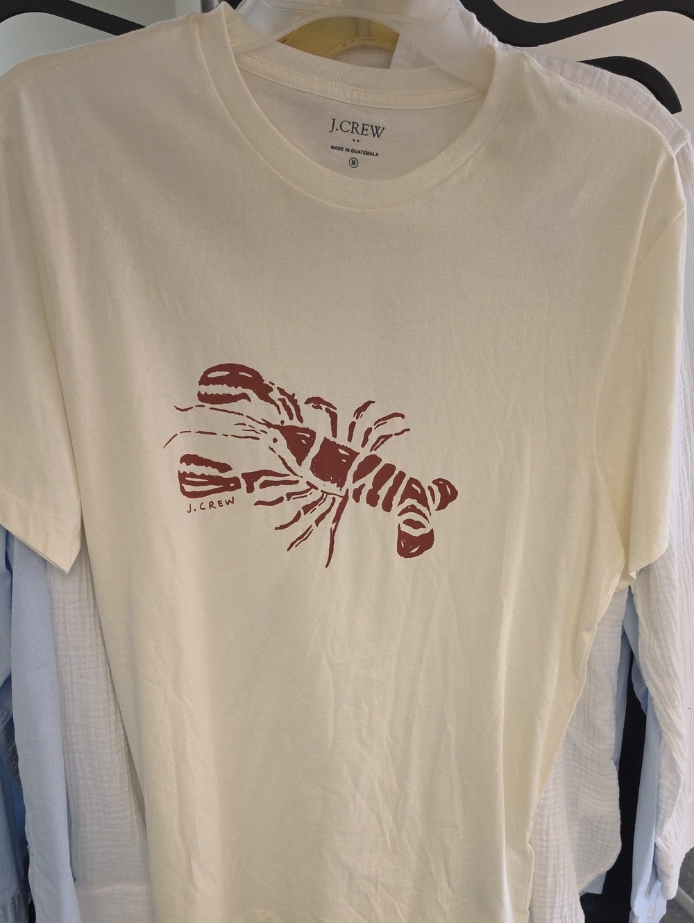 J. Crew Cream Short-Sleeve T-Shirt with Rust Lobster Print